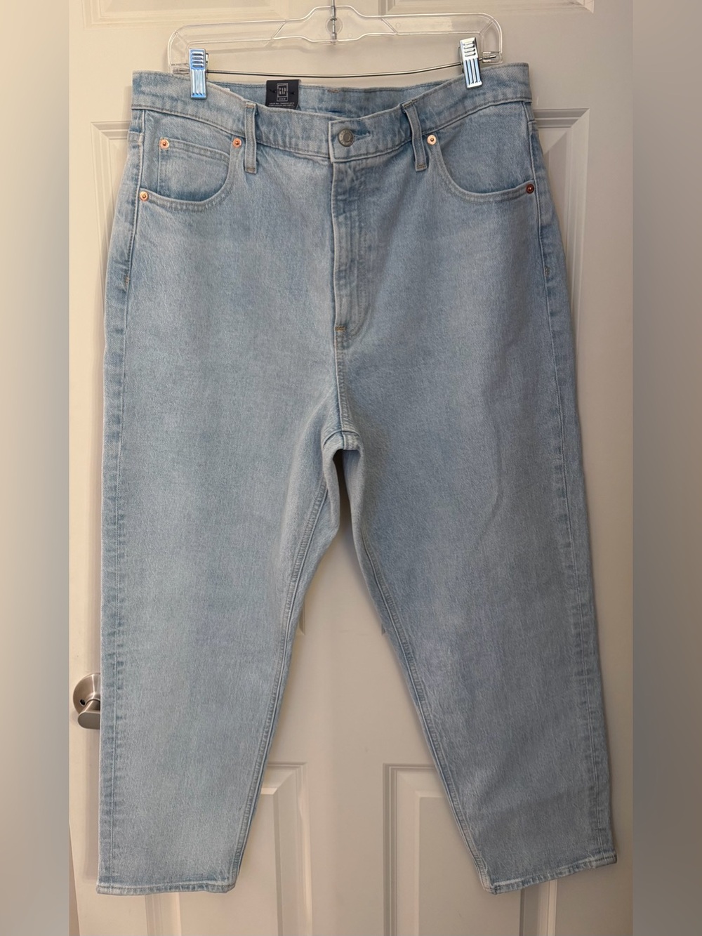 GAP Cotton High Waisted Mom Jeans, Light Wash, 33